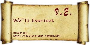 Váli Evariszt névjegykártya